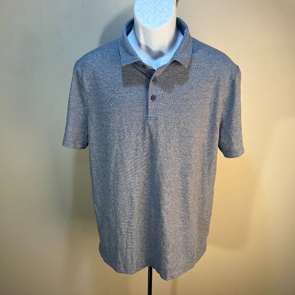 Lululemon Men's marled blue short sleeve performance tech polo shirt Large L EUC - Picture 2 of 5